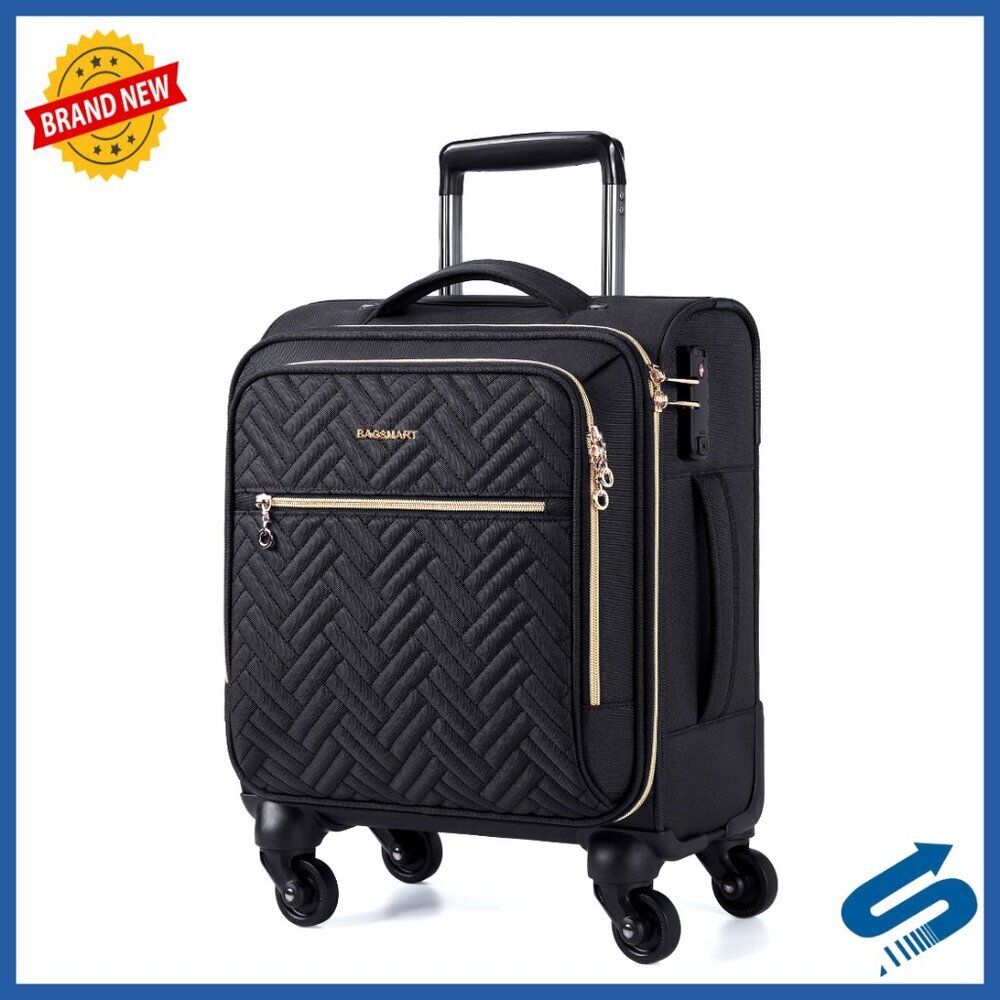 16-Inch Underseat Carry-On Luggage with Spinner Wheels, TSA Lock